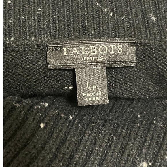 Talbots Cowl Neck Black Sweater Midi Dress Button LP Petite Casual Office - Picture 6 of 8